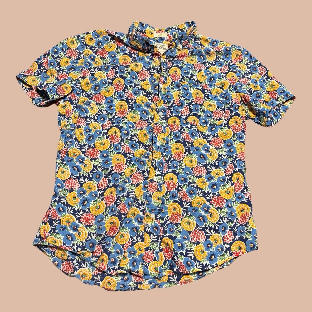 J. Crew Shirt Mens Small Floral Multicolor Fit Button Down Long Sleeve Hawaiin